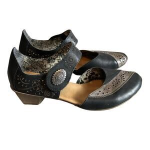 Rieker Sandals Womens 36 US 5.5  Black Mirjam Mary Jane Pumps Leather Heels